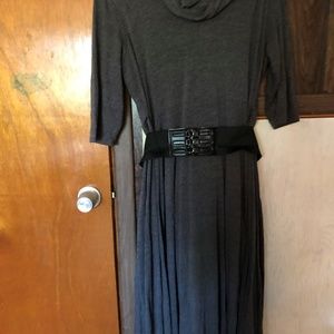 dress with cowl neck/black belt